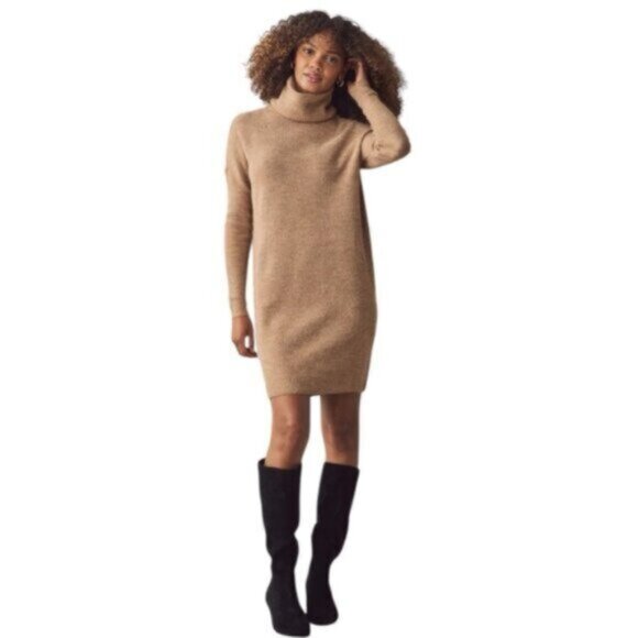 Rachel Zoe Camel Turtleneck Knee Length Sweater Dress - Picture 2 of 16